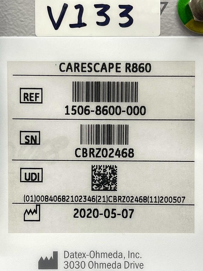 Used GE R860 Ventilator, YOM: 2020