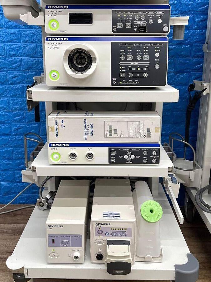 Used OLYMPUS CV-290 CLV-290 Complete Towers with 290 HD Gastro and 290 HD Long colonoscope Endoscopy Processor