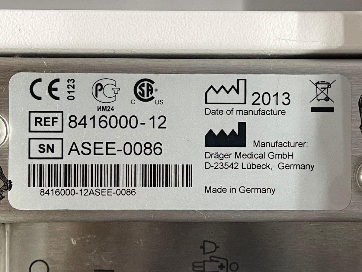 Used Dräger Evita V500 Ventilator SW: S02.51.01 Hours: 33367 YOM: 2013 SN: ASEE-0086