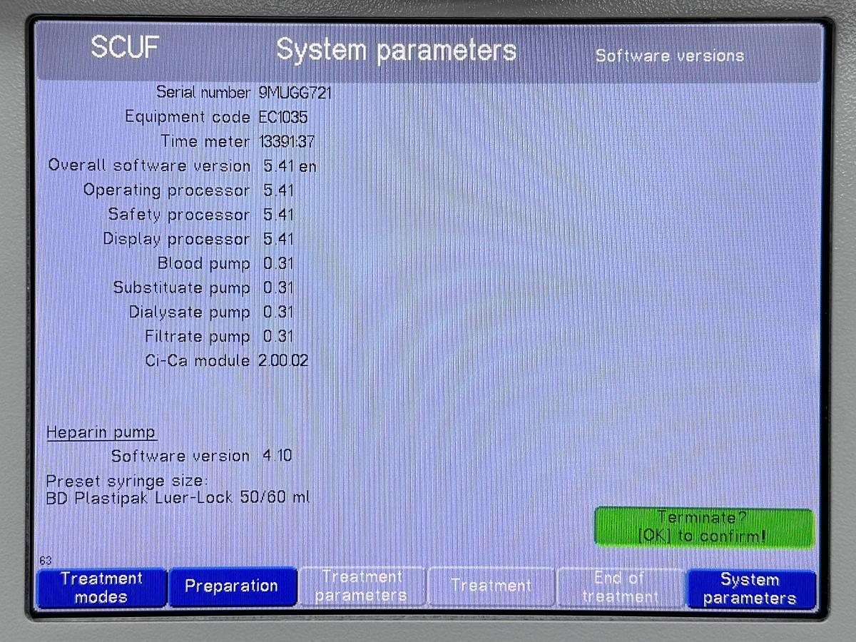 Used Fresenius MultiFiltrate HOURS: 12815:47 YOM: 2019 / HOURS: 13391:37 YOM:2019 