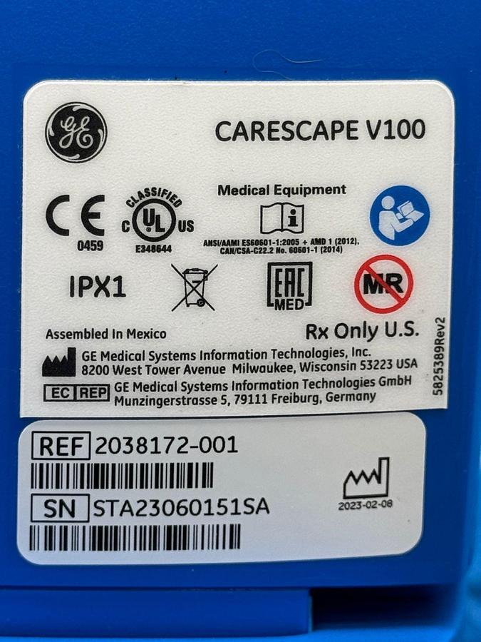 Used GE CareScape V100 Monitor REF: 2038172-001 - 4 Pieces