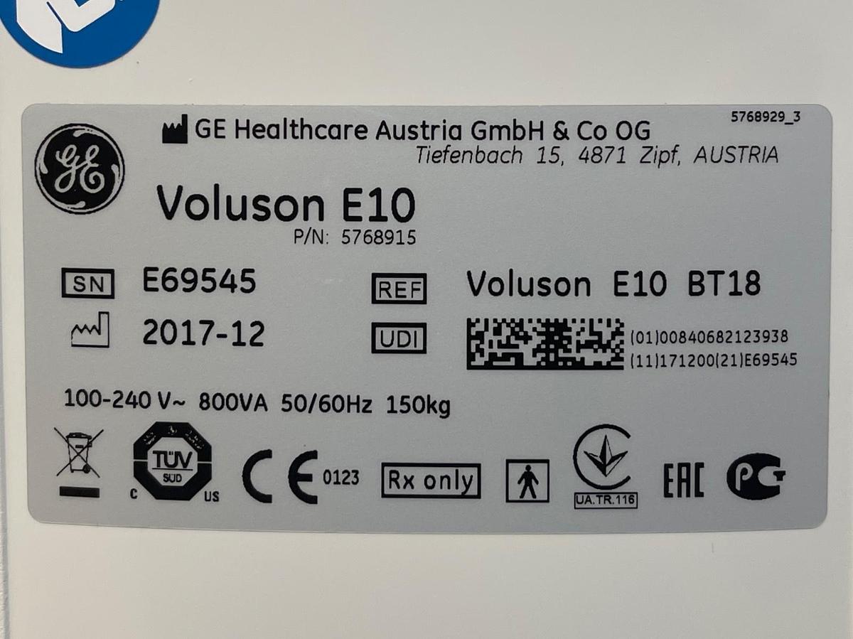 Used GE Voluson E10 OLED BT19 HD LIVE, YOM: 2017