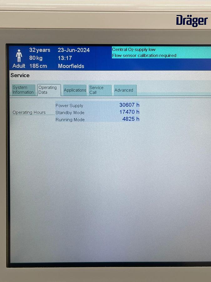 Used Dräger Perseus A500 Anaesthesia YOM: 2015