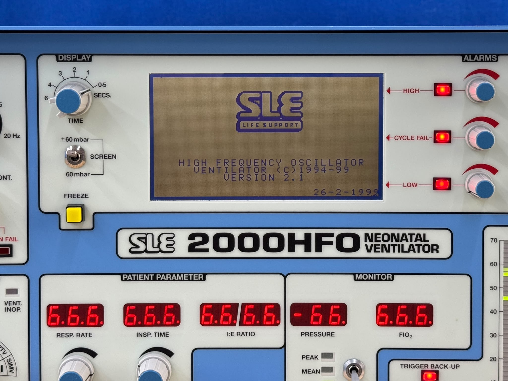 Used SLE 2000 HFO Neonatal Ventilator YOM: 2010