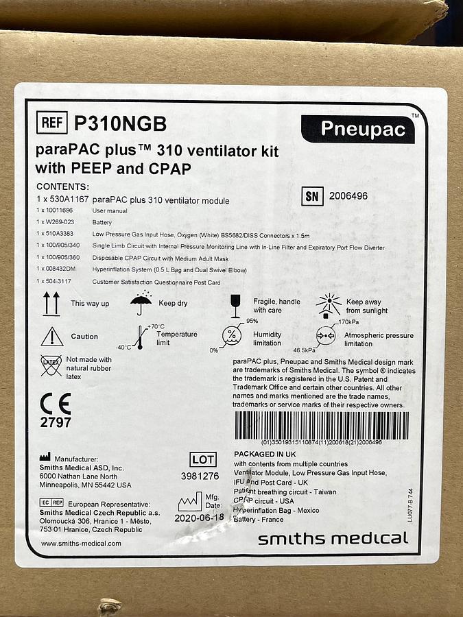Pneupac ParaPac plus 310 Ventilator