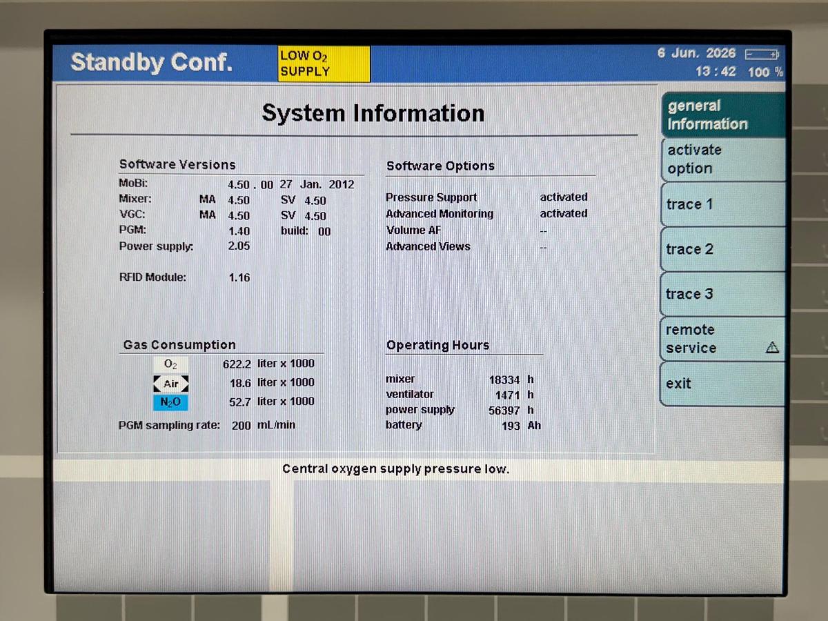 Used Dräger Primus Infinity REF: 8607500-38 YOM: 2014