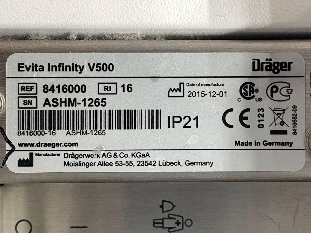 Used Dräger V500 Ventilator, YOM: 2015