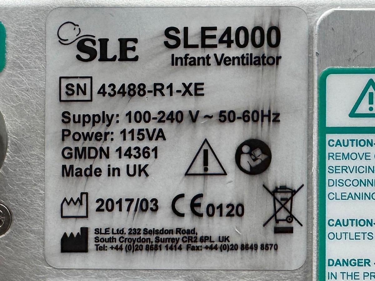 Used SLE 4000 Infant Ventilator  YOM: 2013 SN: 42715 YOM: 2013 SN: 42714  YOM: 2017 SN: 43488-R1-XE