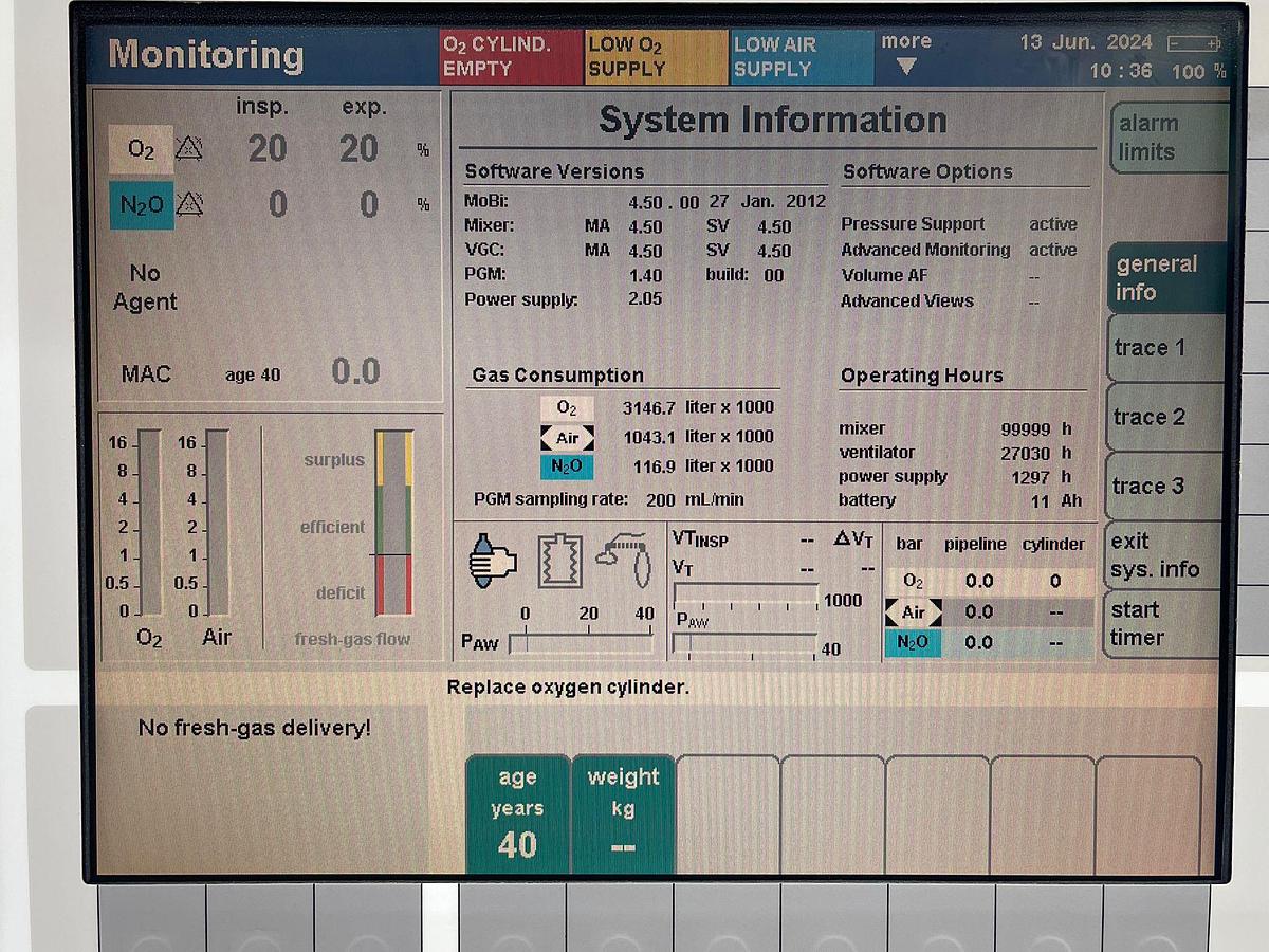 Used Dräger Primus Anaesthesia  YOM: 2005 SN: ARWL-0126.
