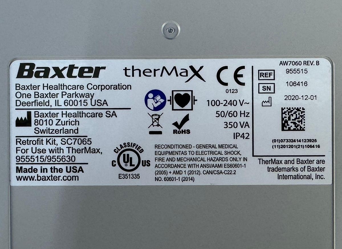 Used Baxter TherMax REF: 955515 YOM: 2020