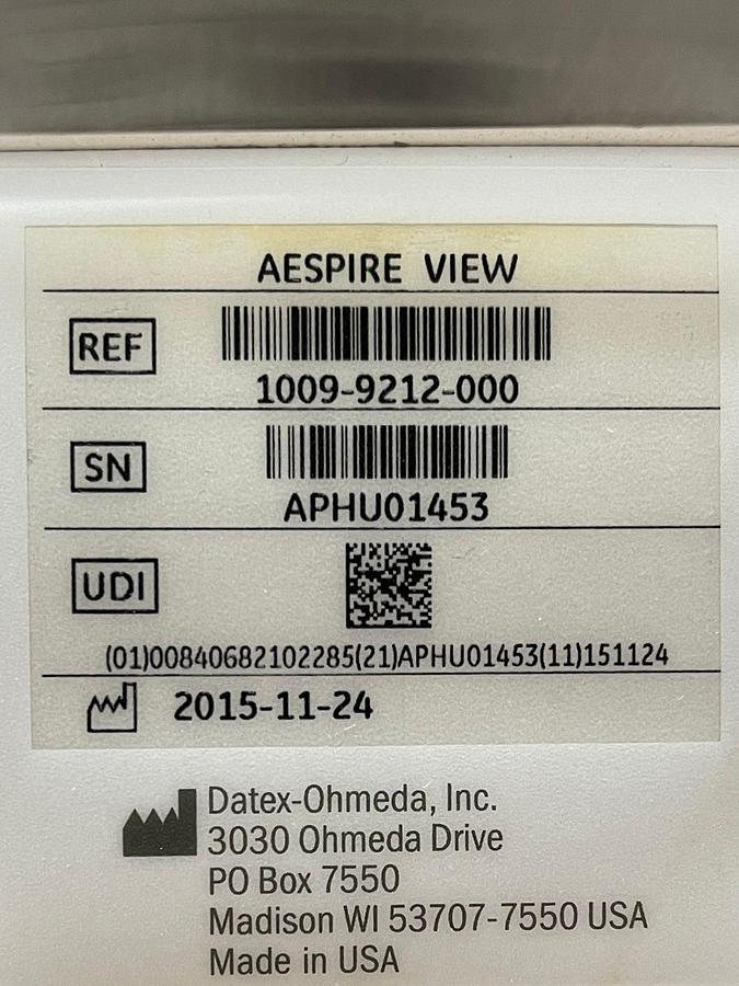 Used GE Datex-Ohmeda Aespire View YOM: 2015.