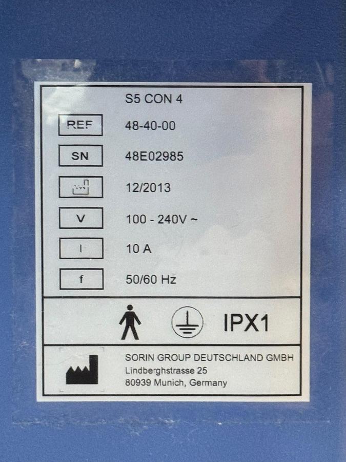 Used LivaNova Sorin Stockert S5 Heart Lung machine 2x S5 RP150 Pumps 2x S5 DRP85 Dual Pumps Sorin CP5 Sorin SP6 Bubble Detector SN: 28E03054 YOM: 2013