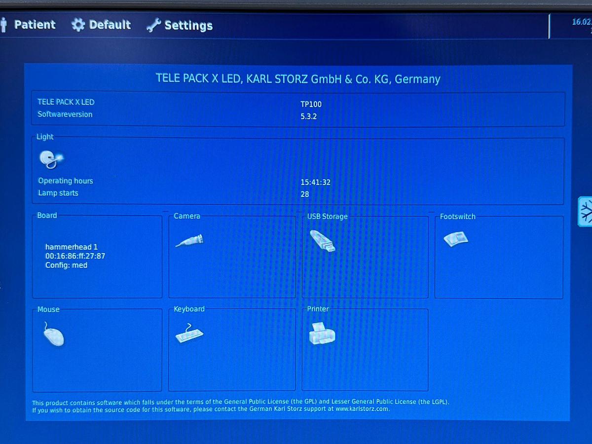 Used Karl Storz Tele Pack X LED TP 100 SN: ZU3890 Include Karl Storz Tele Cam SN: PT864874-H Karl Storz Light Cable And Keyboard
