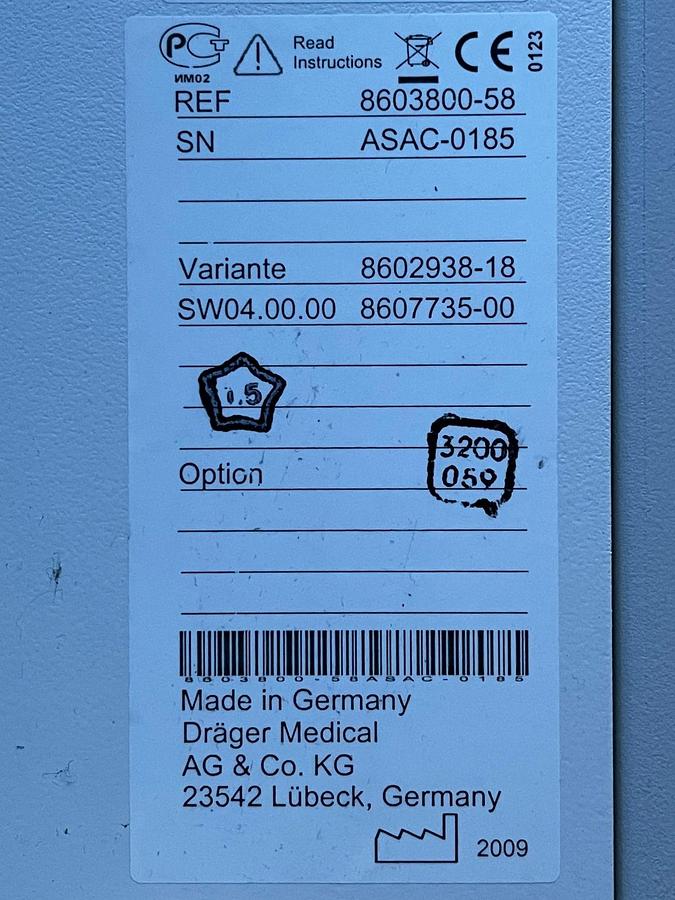 Used Dräger Primus Anaesthesia YOM: 2009