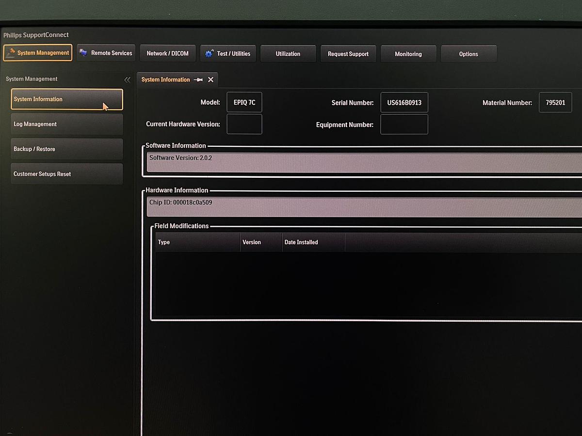 Used Philips EPIQ 7C Ultrasound  SW: HW A.1 YOM: 2016 SN: US616B0913 Probe  X5-1 