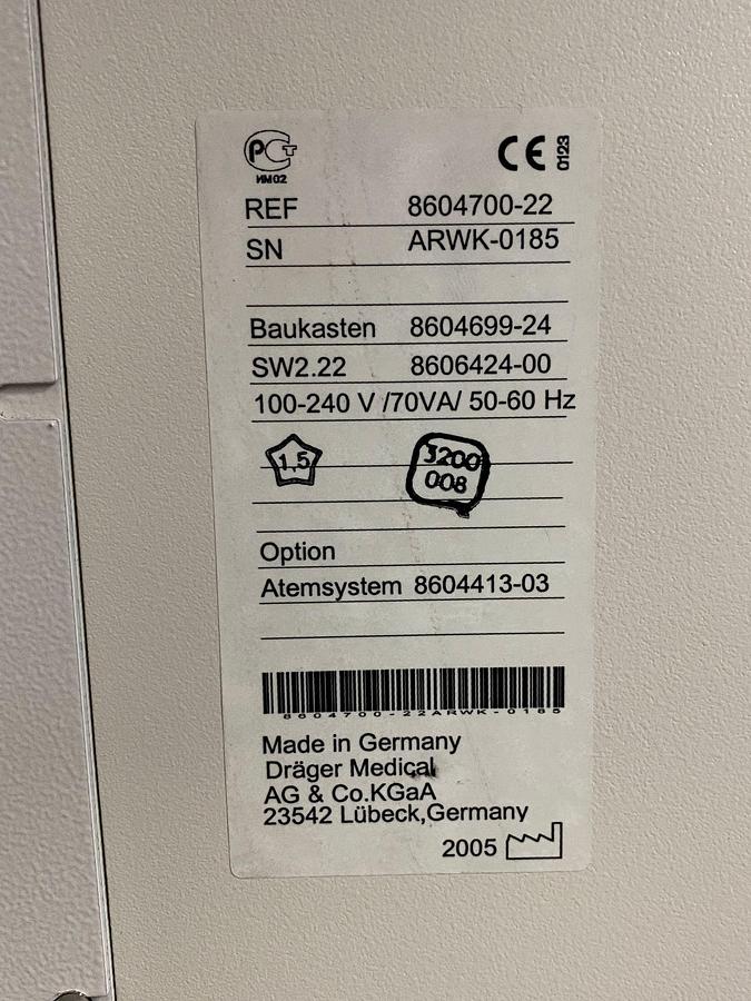 Used Dräger Fabius GS YOM: 2005.