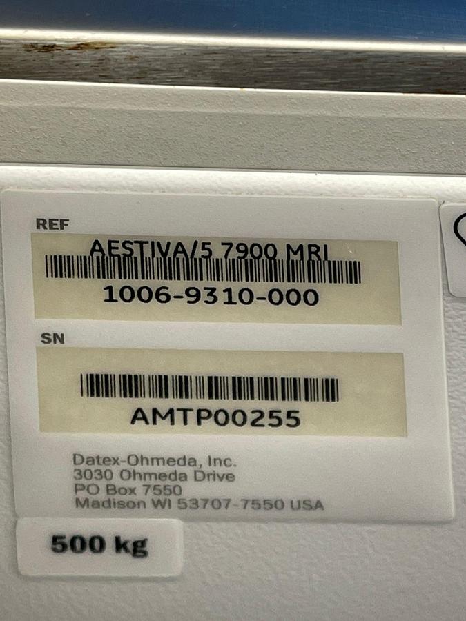 Used GE Datex-Ohmeda Aestiva/5 PSV PRO MRI YOM: 2010