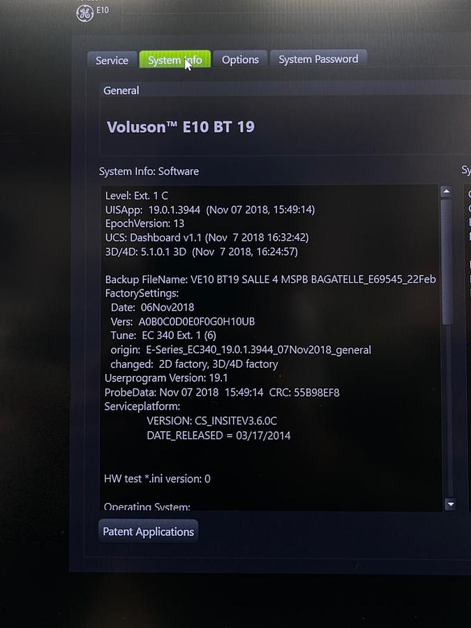 Used GE Voluson E10 OLED BT19 HD LIVE, YOM: 2017