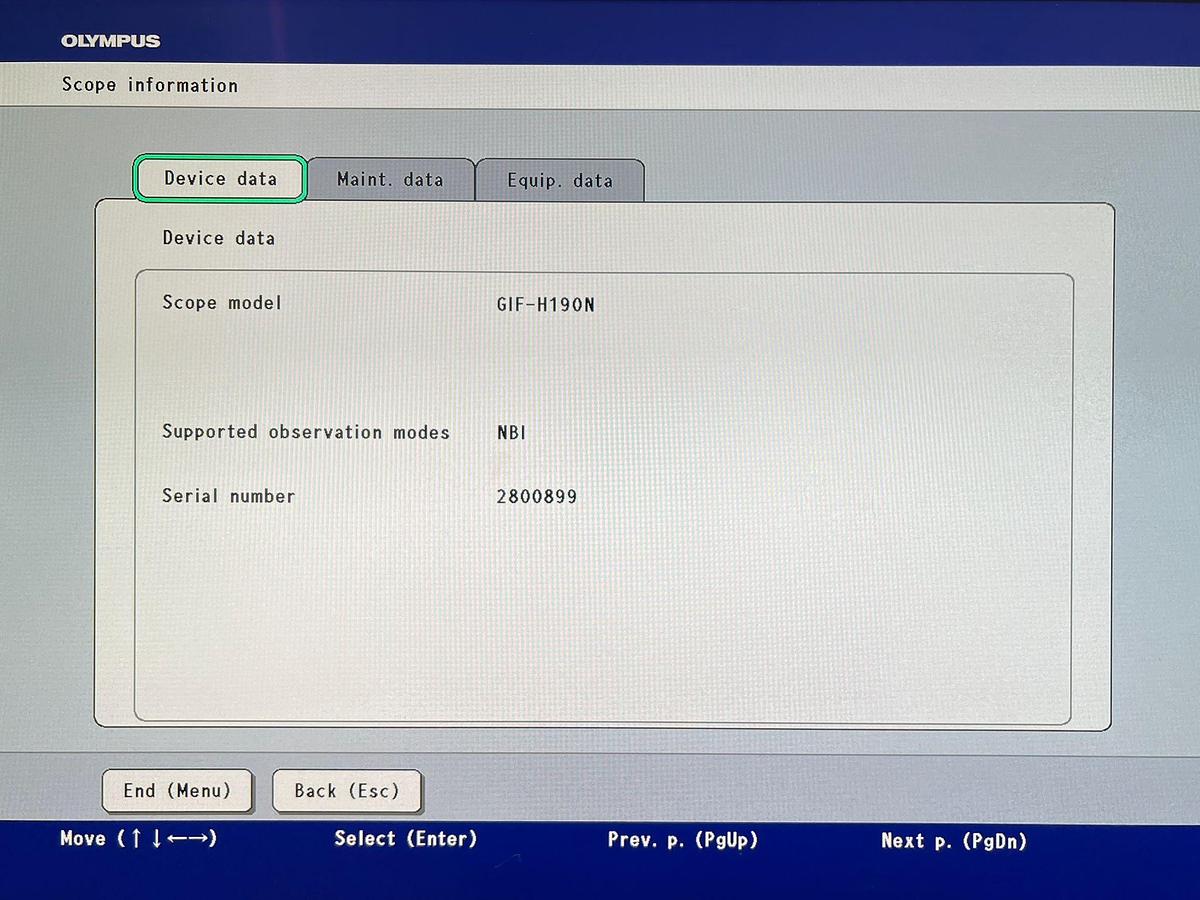 Used Olympus Scope Model: GIF-H190N