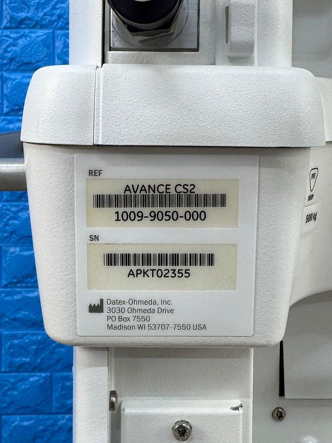 Used GE Avance CS2 Anesthesia  YOM: 2013 SN: APKT02355 Include  GE Tac 7 Sevoflurane Vaporizer