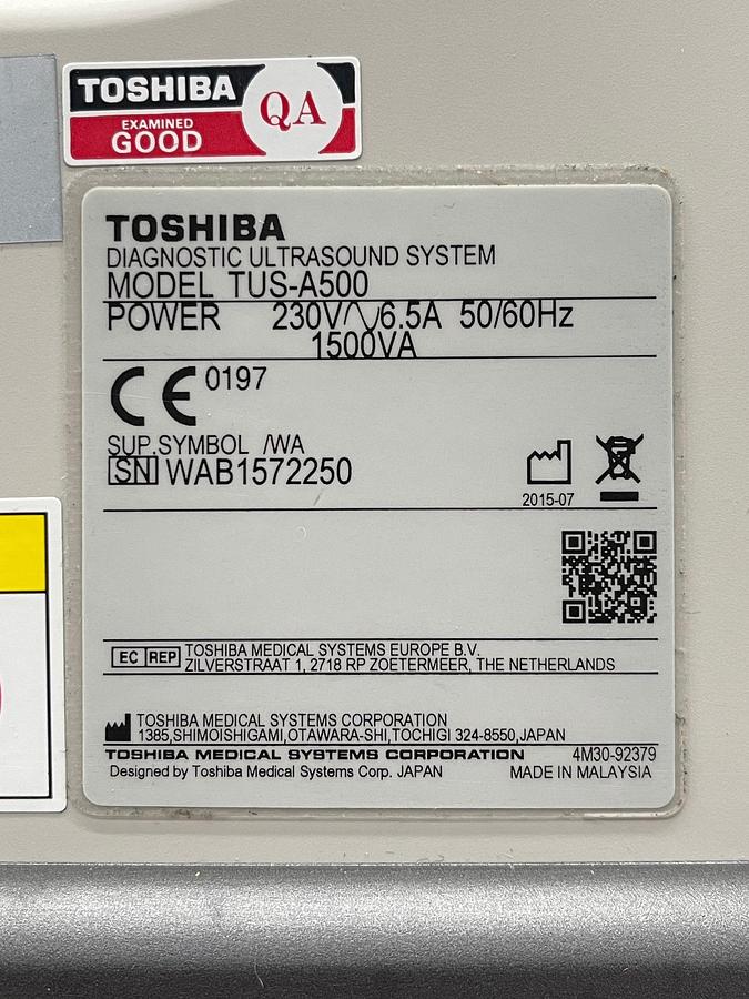 Used Toshiba Ultrasound Aplio 500 YOM: 2015