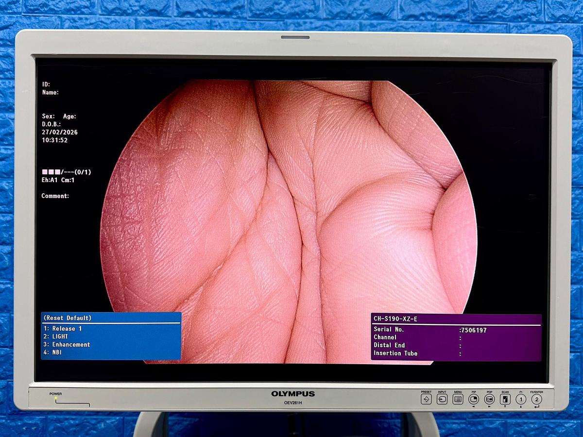 Used Olympus OTV-S190 Tower Processor OTV-S190  SN: 7354579 Light Source CLV-S190 SN: 7304202 Olympus OEV261H Monitor  YOM: 2013 SN: 7354100 Olympus UHI-4  YOM: 2021 SN: 7159219 Olympus IMH-20 SN: 7331770 Olympus Camera Head CH-S190-XZ-E SN: 7506197 Olympus MAJ-1921 Keyboard  Sony Digital Colour Printer