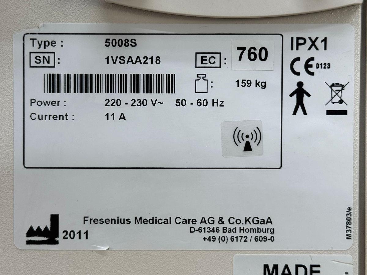 Used Fresenius 5008S REF: 5008S Hours: 1009 YOM: 2011