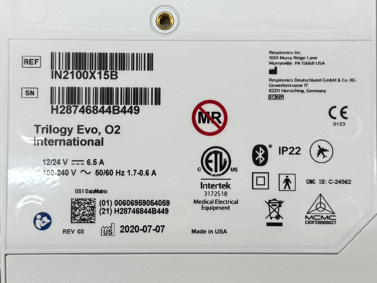 Philips Trilogy Evo Ventilator YOM: 2020
