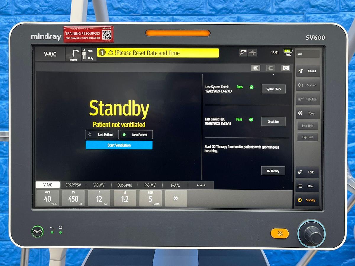 Used Mindray SV600 Ventilator YOM: 2020