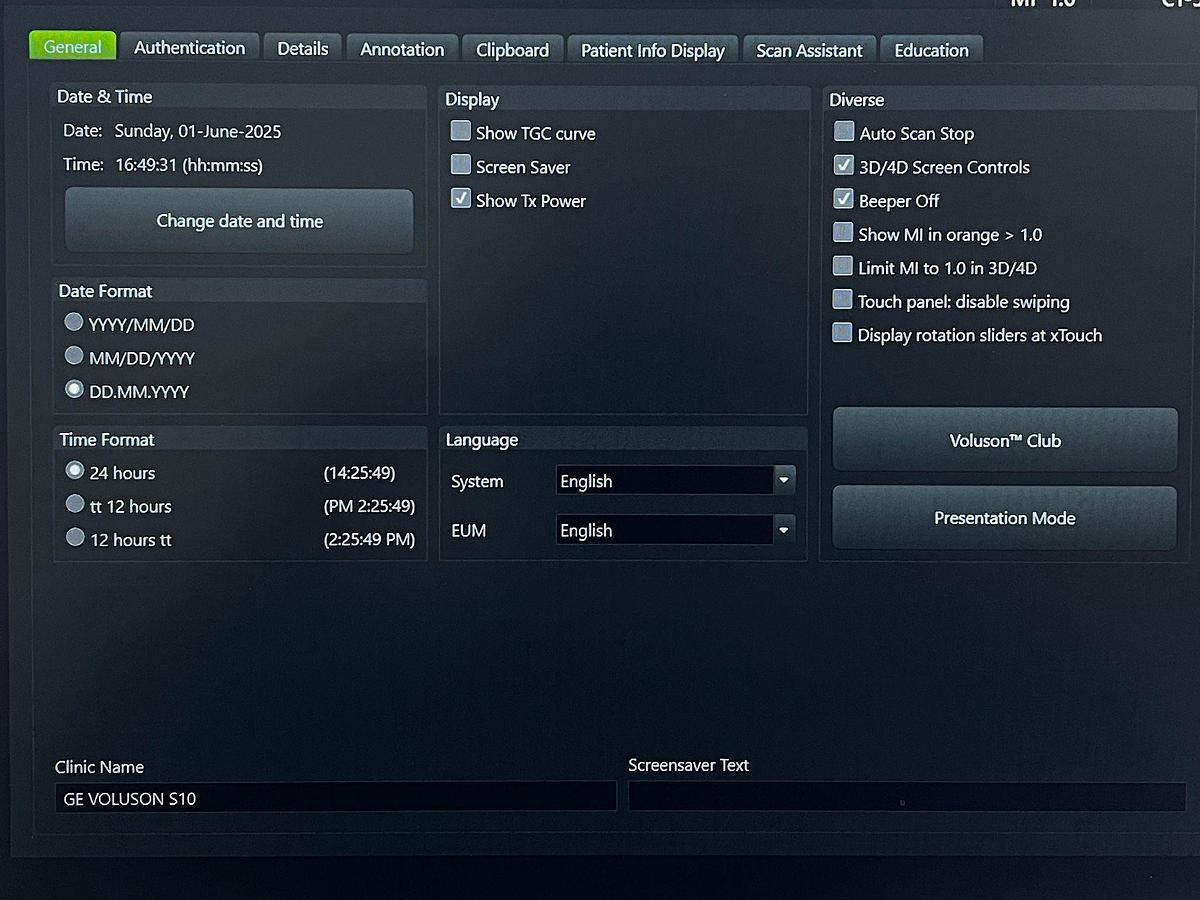 Used GE Voluson S10 Ultrasound YOM: 2018