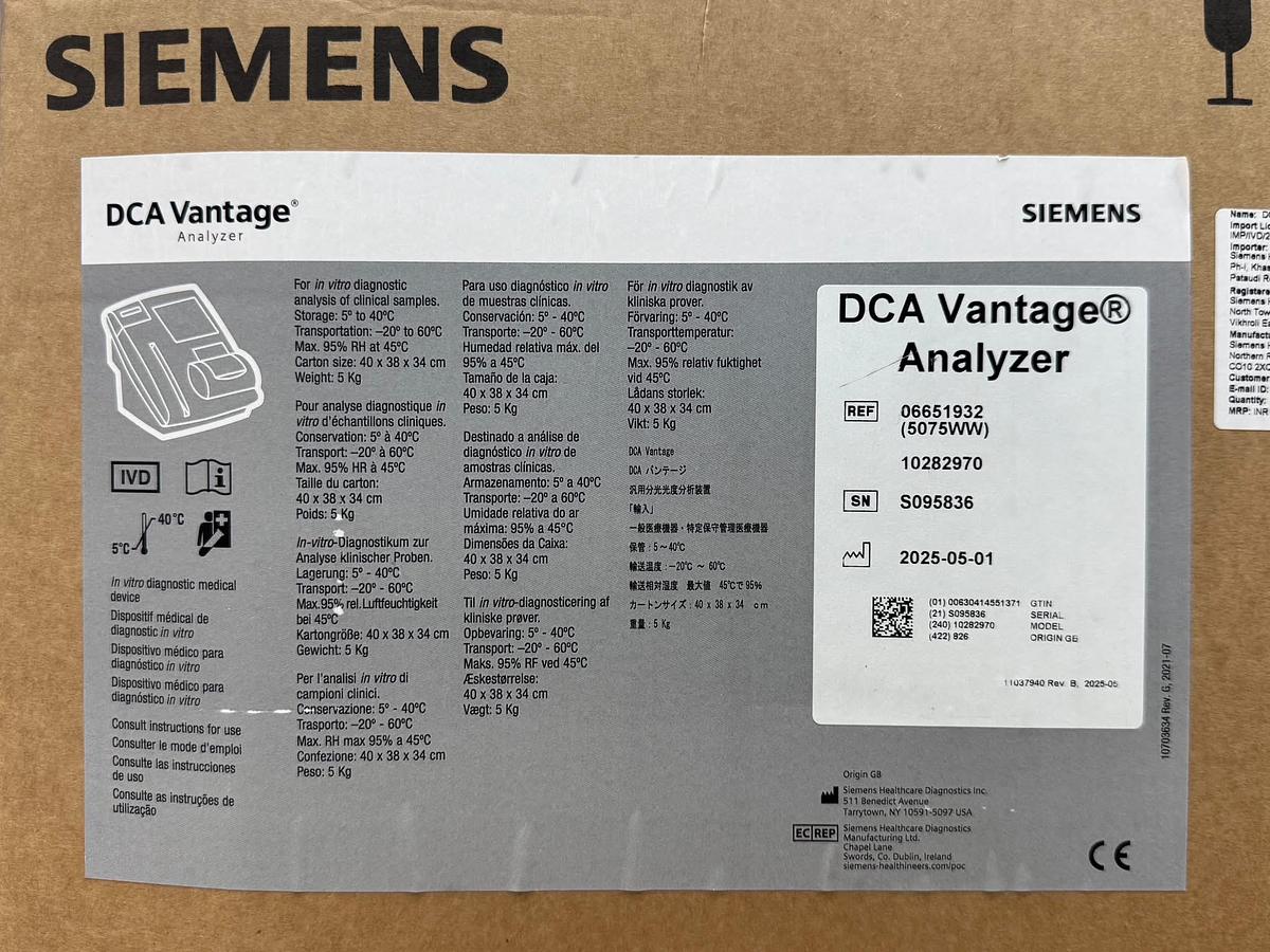 Used Siemens DCA Vantage Analyzer System REF: 06651932 (5075WW) YOM: 2025