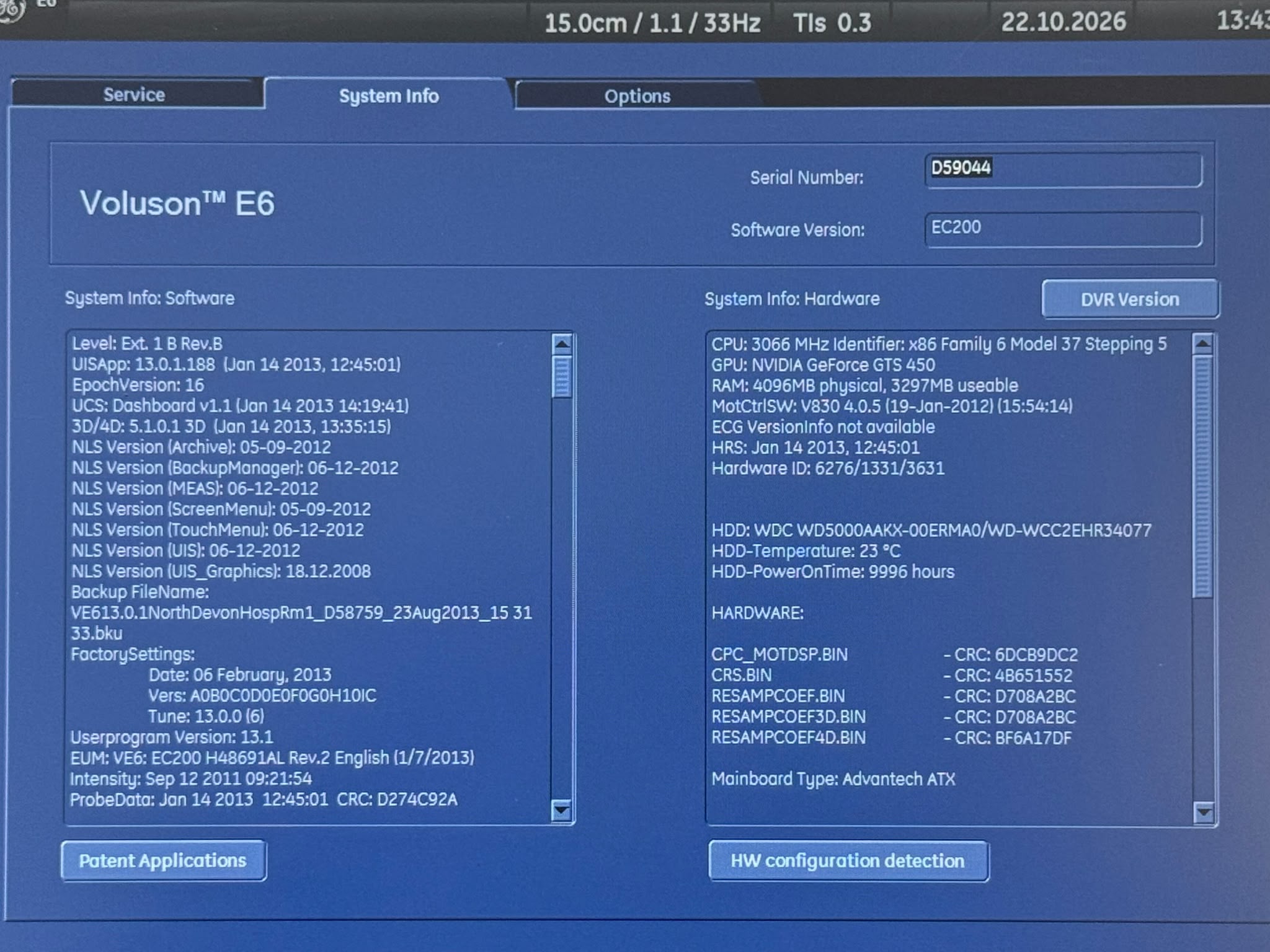 Used GE Voluson Е6 Ultrasound YOM: 2013