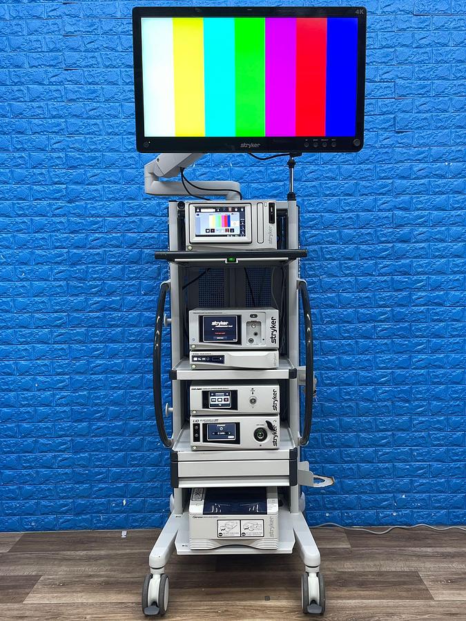 Used Stryker 1588 Laparoscopy Tower - Stryker 1588 Laparoscopy Tower  - Stryker Led Monitor 32 inch 4K YOM: 2016 - Pneumo Care - Synk Wireless Transmitter  - 1588 HD Camera Head  - SDC3 HD Information Management YOM: 2013 - 1588 HD Image Processor YOM: 2016 - LIO LED Light Source YOM: 2016 - SDP 1000 Digital Colour Printer