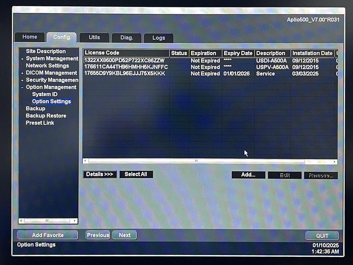 Used Toshiba Ultrasound Aplio 500 YOM: 2015
