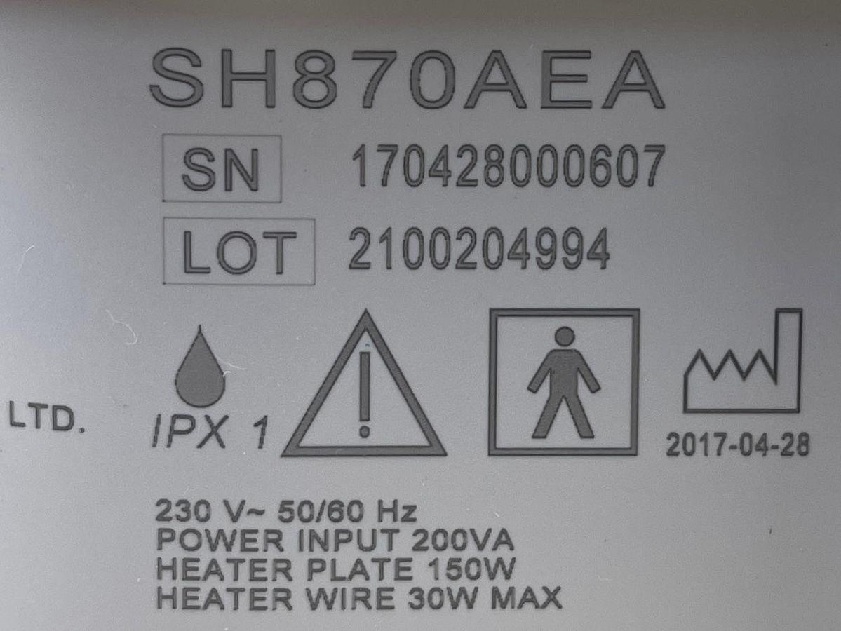 Used Fisher & Paykel HumiGard  REF: SH870AEA YOM: 2017 - 2 Pieces