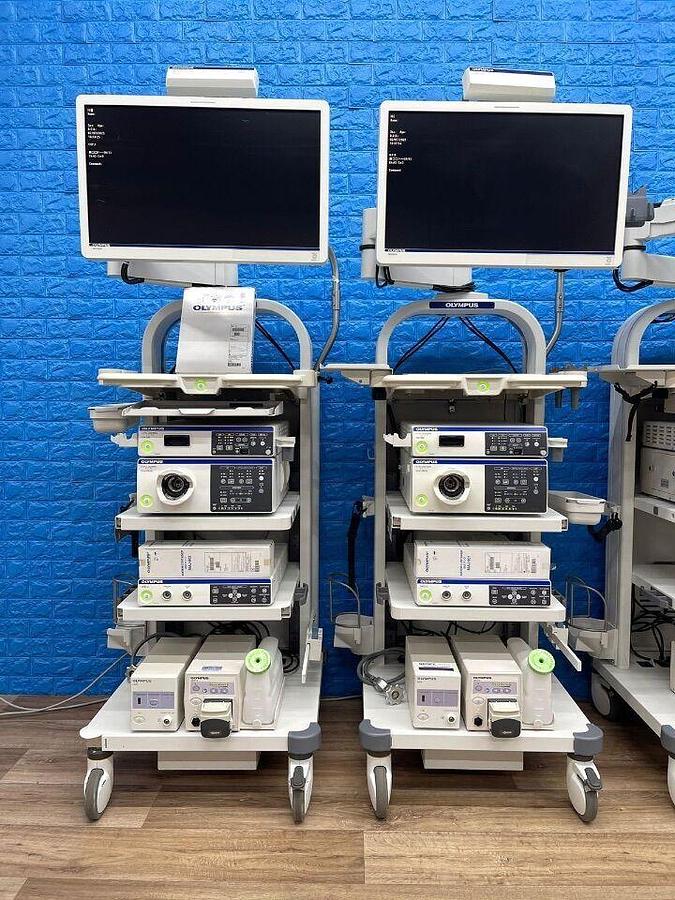 Used OLYMPUS CV-290 CLV-290 Complete Towers with 290 HD Gastro and 290 HD Long colonoscope Endoscopy Processor
