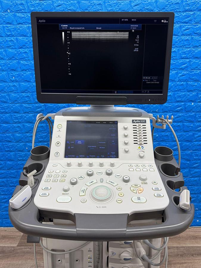 Used Toshiba Aplio 500 Ultrasound YOM: 2019 Probes  PLT-1005BT YOM: 2019 PLT-1204BT YOM: 2019 PLT-1202BT YOM: 2019