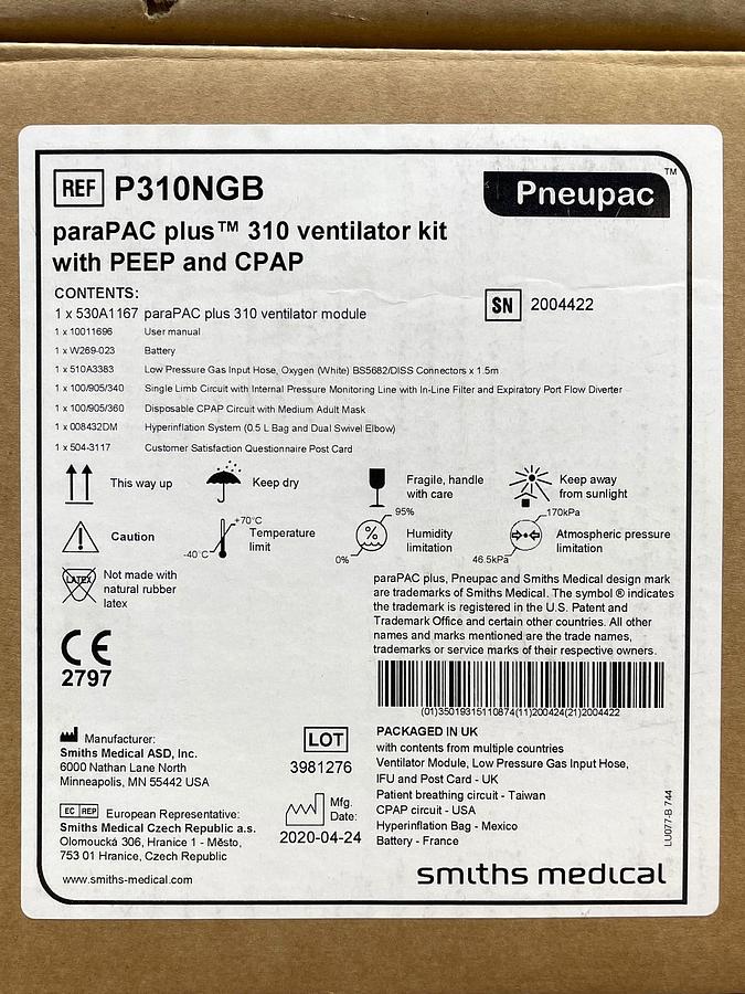 Pneupac ParaPac plus 310 Ventilator