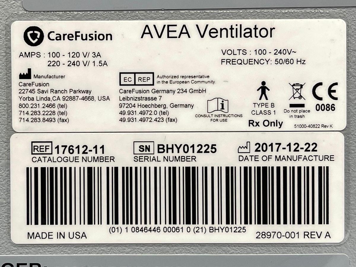 Used Viasys Avea Ventilator YOM: 2017