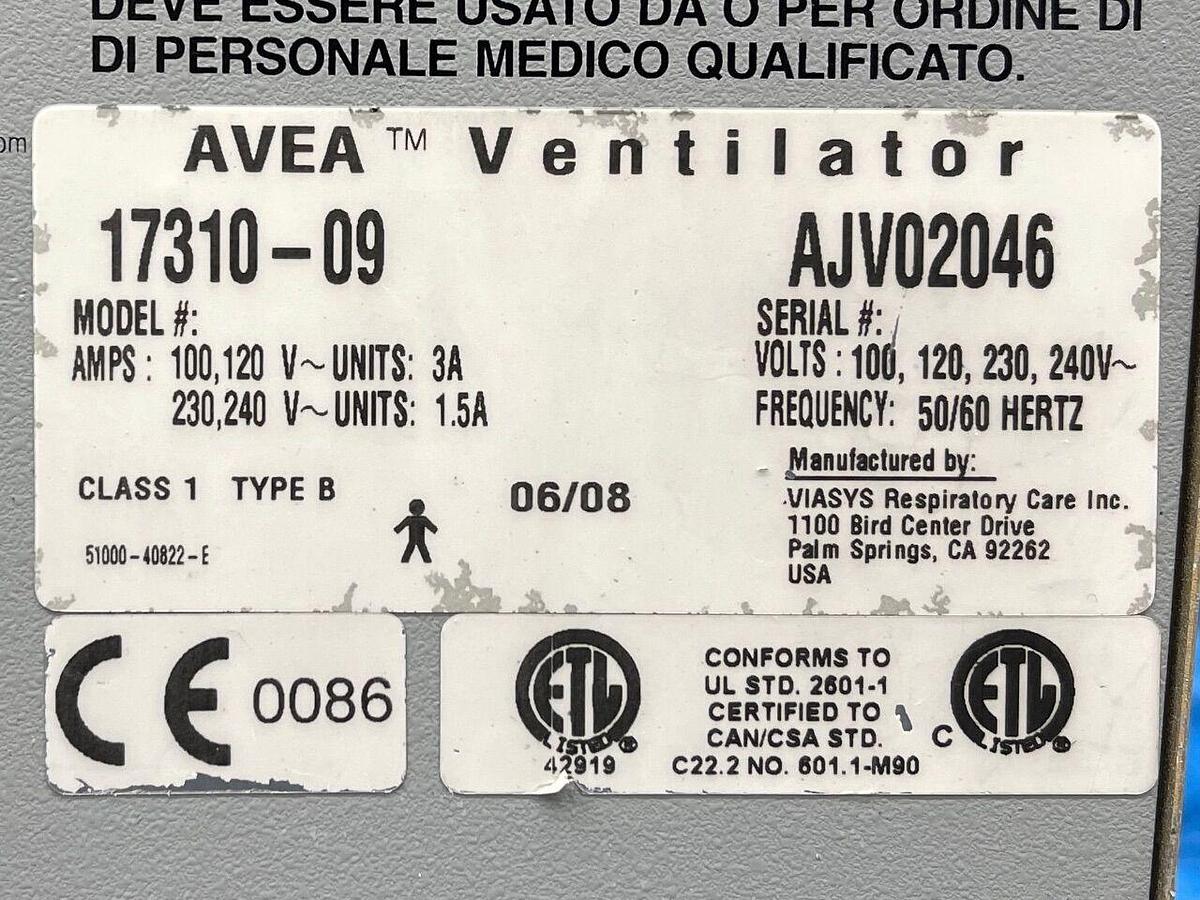 Used AVEA Viasys Ventilator