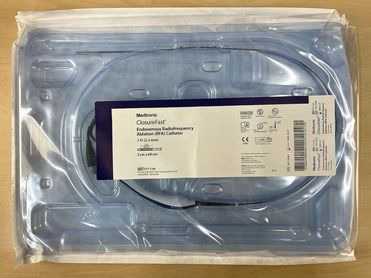 Used MEDTRONIC ClosureFast Endovenous Radiofrequency Ablation Catheter 7Fr ( 2.3 mm ) 3cm X 60cm REF: CF7-3-60