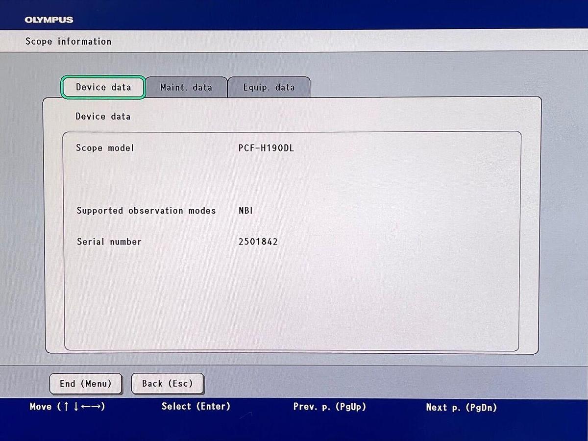 Used OLYMPUS PCF-H190DL Scope