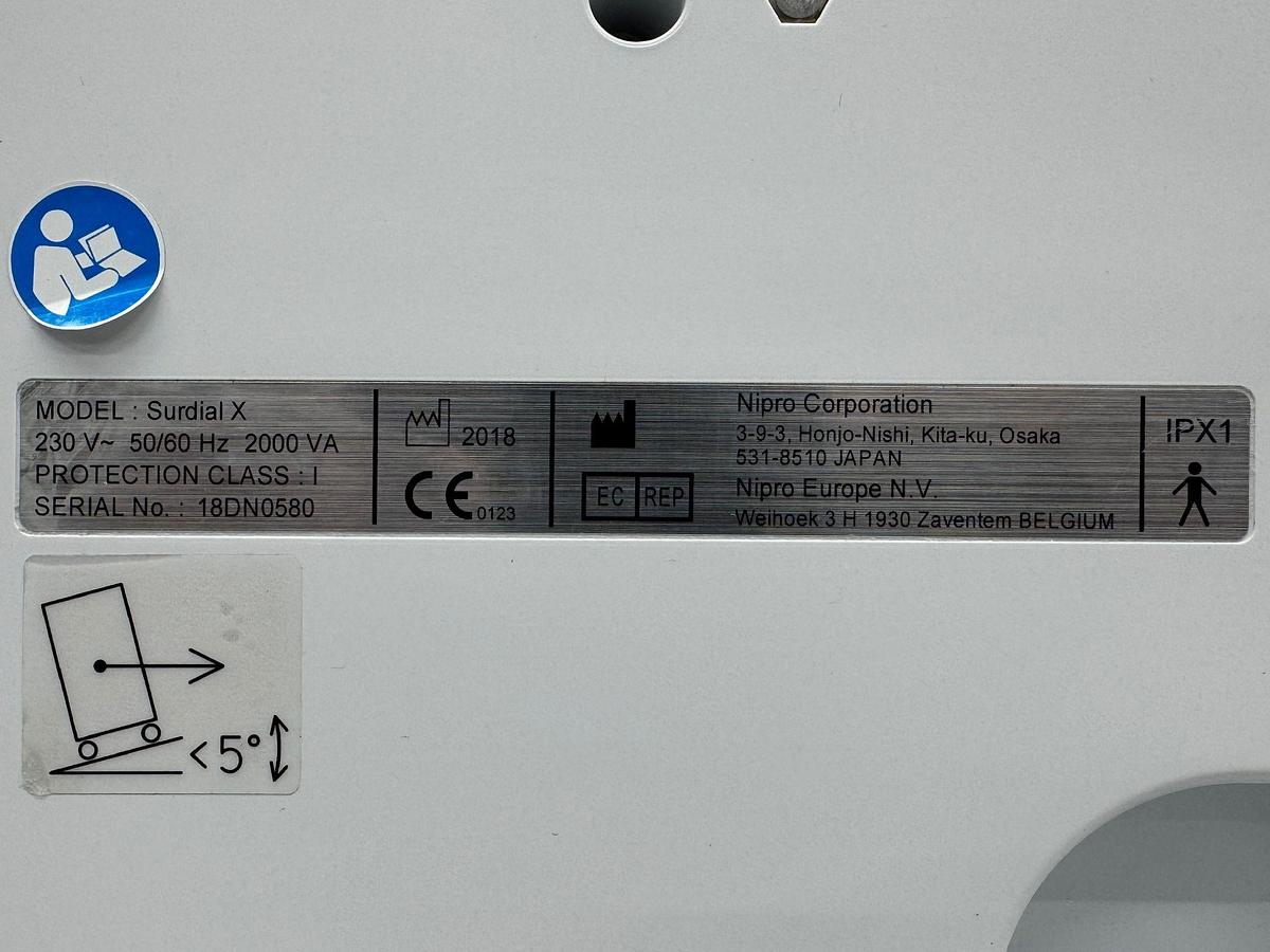 Used Nipro Surdial X Dialysis YOM: 2018 SN: 18DN0476 YOM: 2018 SN: 18DN0580