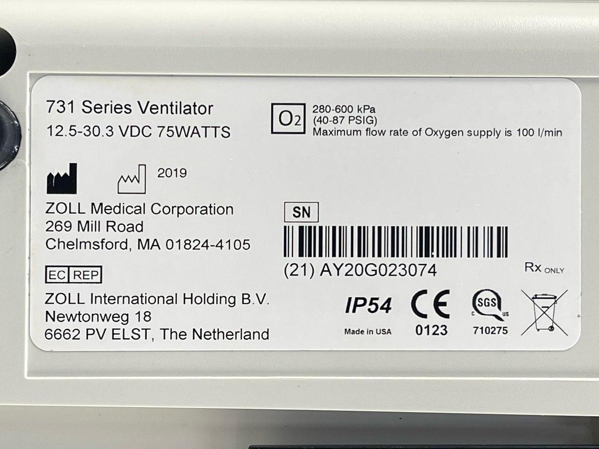 Used ZOLL 731 ventilator, YOM: 2019 Ventilator