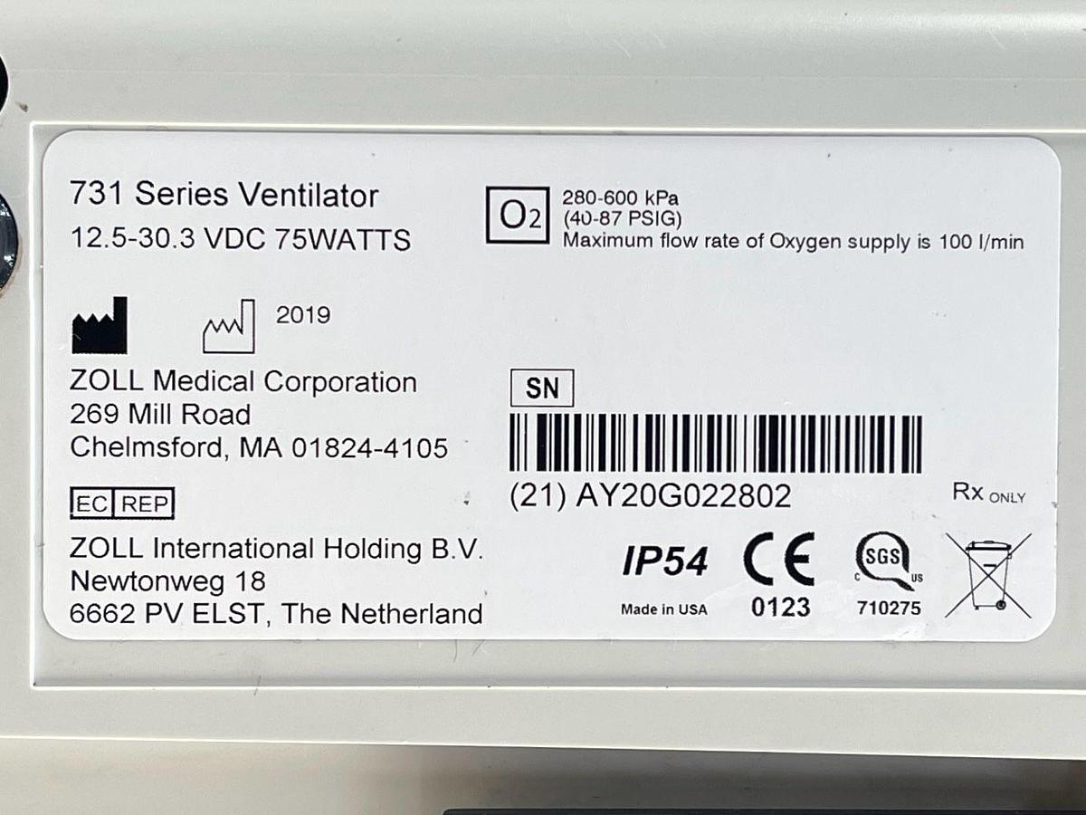 Used ZOLL 731 ventilator, YOM: 2019 Ventilator