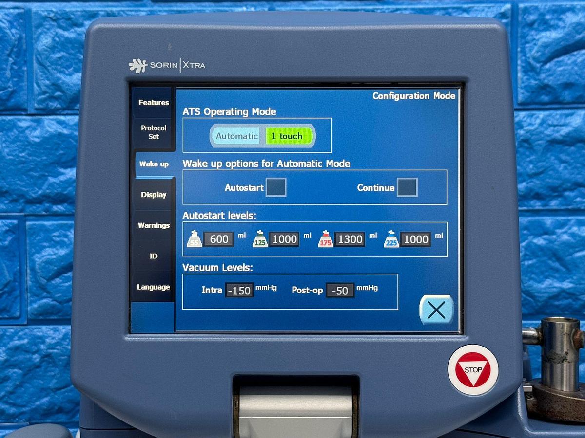 Used Sorin Xtra Auto Transfusion System REF: 75220 YOM: 2013 SN: BO22976  L13 Include Sorin Xvac Pump REF: 75306 YOM: 2015 SN: BO27119N15