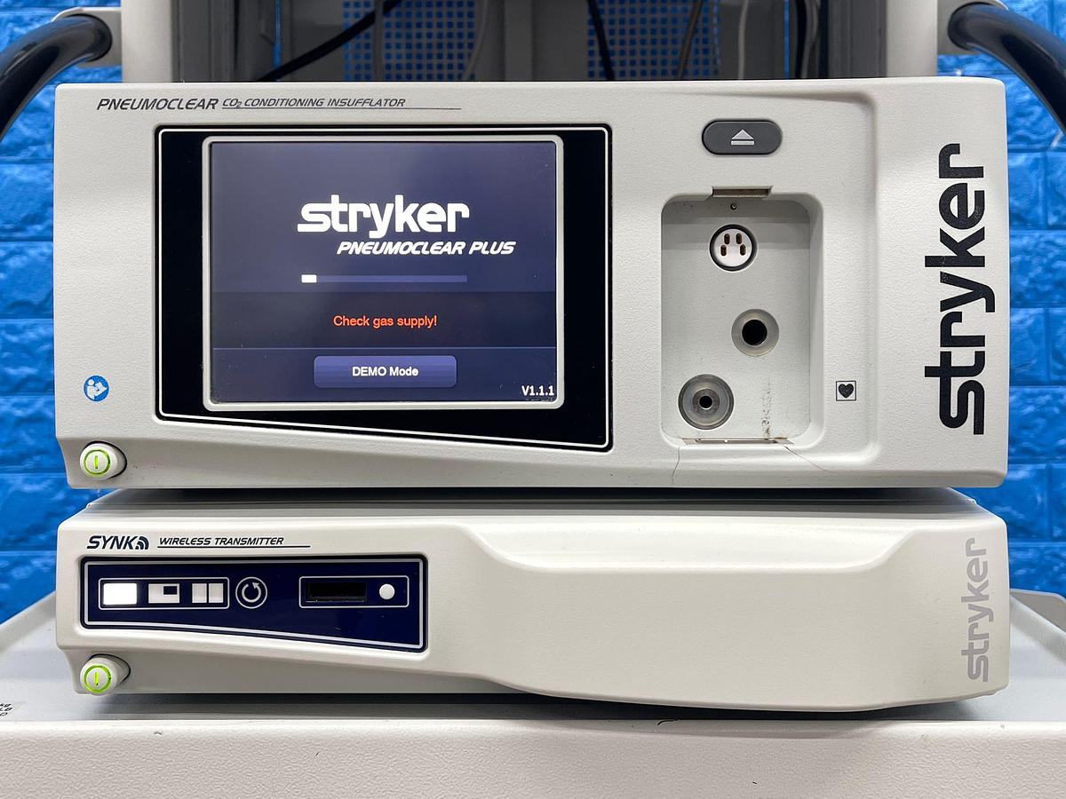Used Stryker 1588 Laparoscopy Tower - Stryker 1588 Laparoscopy Tower  - Stryker Led Monitor 32 inch 4K YOM: 2016 - Pneumo Care - Synk Wireless Transmitter  - 1588 HD Camera Head  - SDC3 HD Information Management YOM: 2013 - 1588 HD Image Processor YOM: 2016 - LIO LED Light Source YOM: 2016 - SDP 1000 Digital Colour Printer