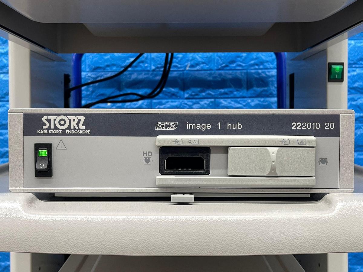 Used Karl Storz Laparoscopy Tower Karl Storz 24Inch LCD Monitor  Karl Storz Endoflator  Karl Storz Xenon 300 Karl Storz Image 1 Hub Karl Storz H3 Camera Head