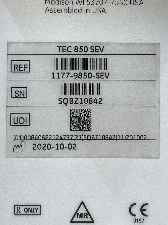 Used GE DATEX-OHMEDA Tec 850 Sevoflurane, YOM