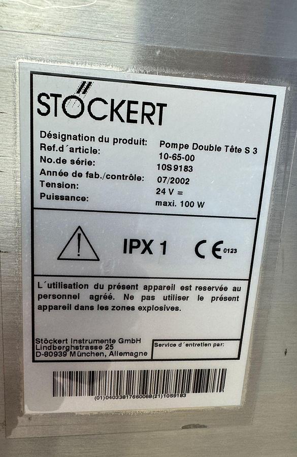 Used Stockert S3 Dual Pump   Ref:  10-65-00 29-15-00  